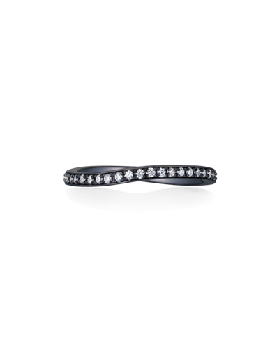 Sort rhodineret sterlingsølv ring med hvide zirkoner