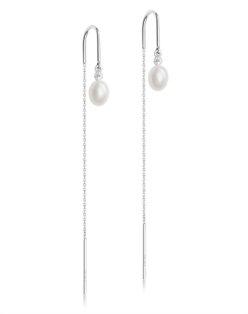 Drop Pearl Earrings with chain